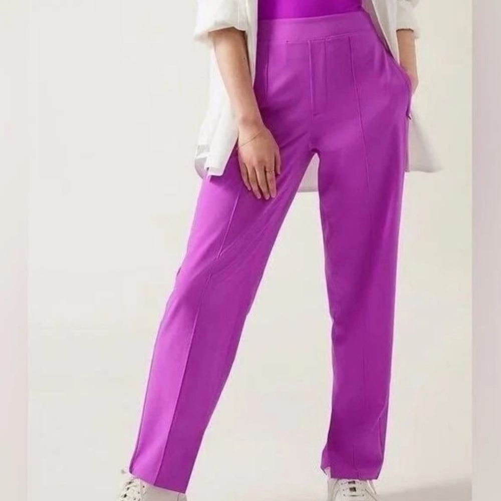 Athleta Purple Vienna Slim Pants Lightweight High‎ Rise Tapered Pants Size 12